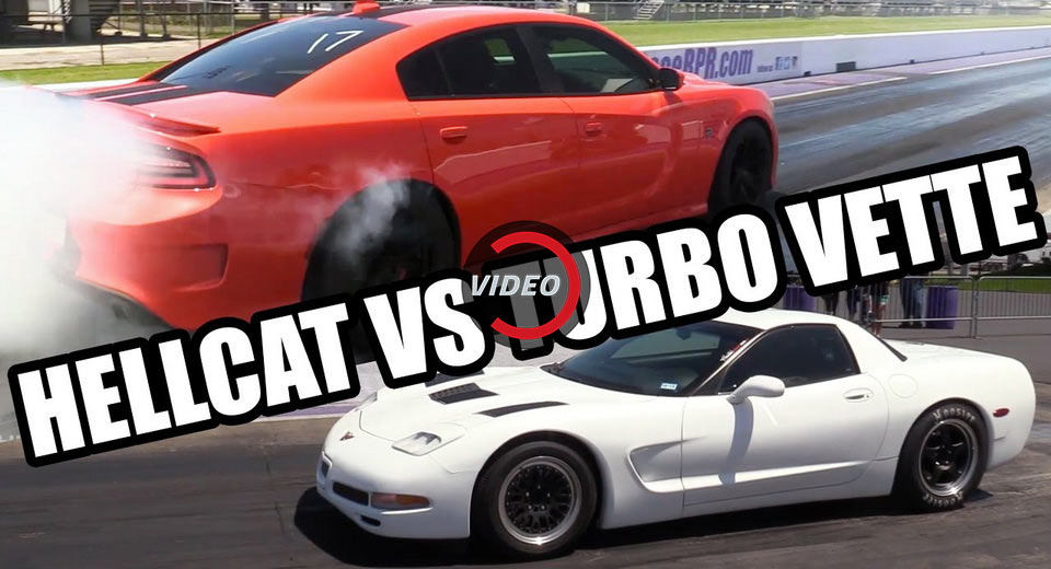 Modded Charger Hellcat & Twin Turbo Vette Get Into Sub 10-Sec 1/4 Mile Brawl
