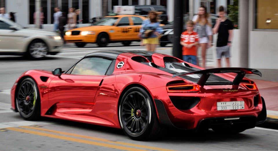 Chrome Red Porsche 918 Spyder Turns Heads On Miami Beach