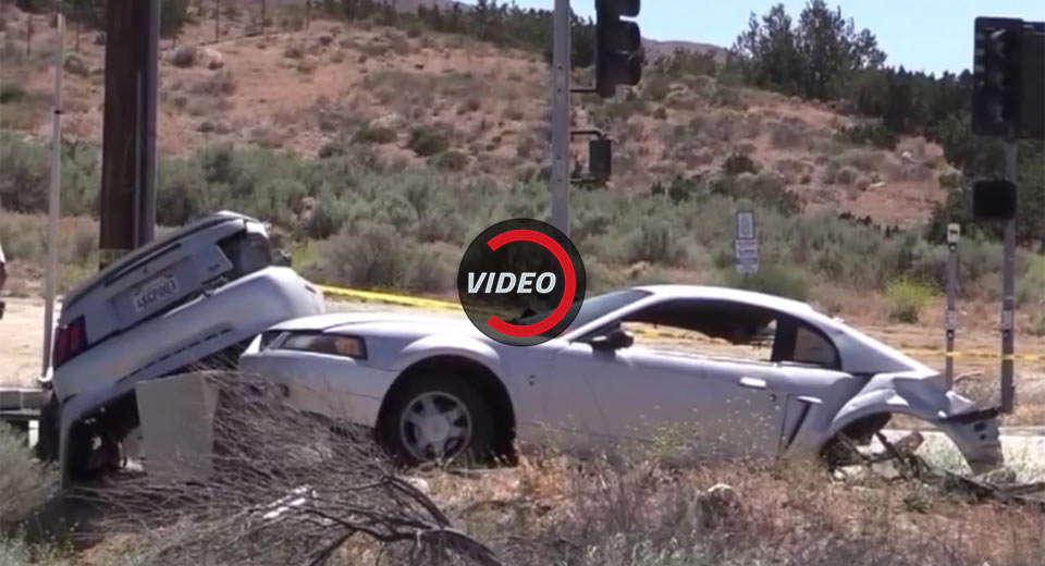 Ford Mustang Splits In Half After Alleged LA Street Race