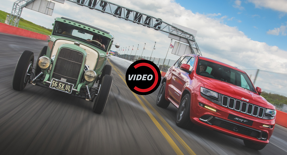 Watch Some Hot Hemi-On-Hemi Action As A Jeep Drag Races A Hot Rod