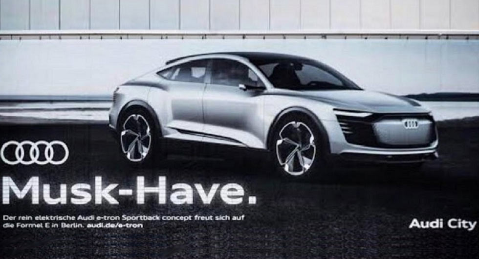 Audi Billboard Pokes Tesla Calling E-tron Sportback A “Musk-Have”