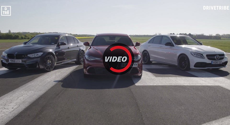  Alfa Romeo Giulia Quadrifoglio Meets M3 and C63 S For A Race To 150MPH