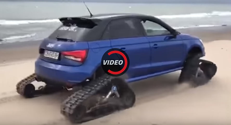  Audi S1 Fools Around On The Beach With Tracks