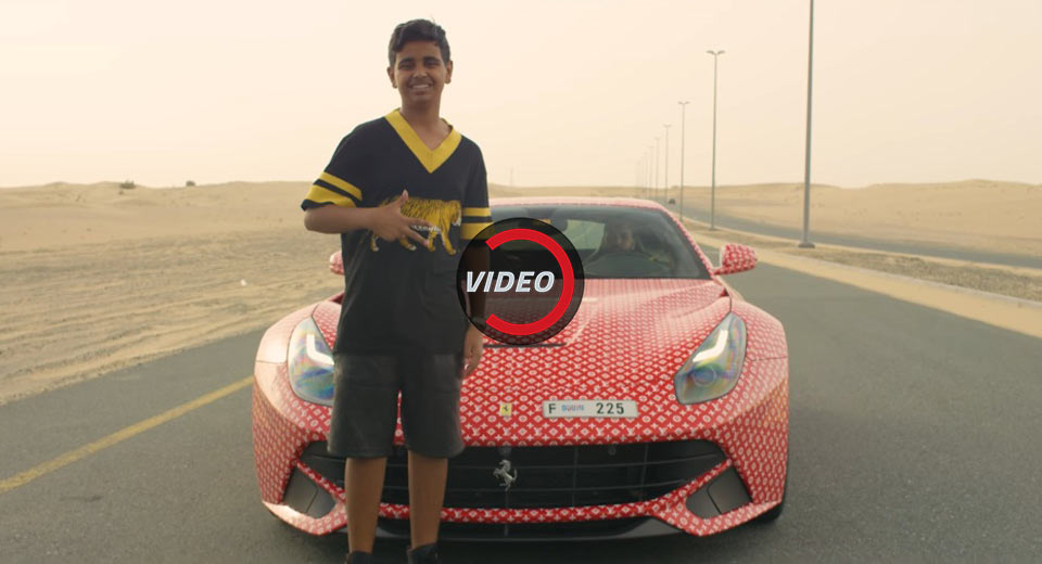 15Yr Old Dubai Kid Wraps His Ferrari F12Berlinetta In Louis Vuitton Livery