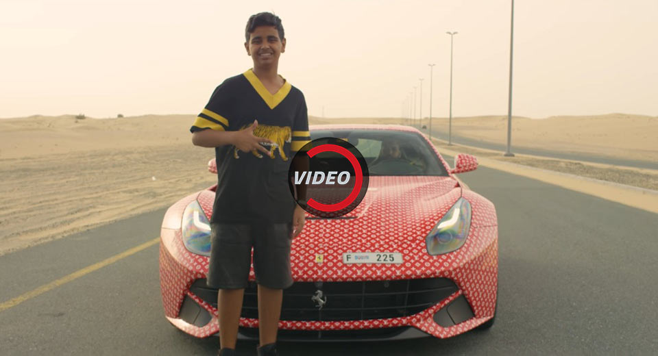  15Yr Old Dubai Kid Wraps His Ferrari F12Berlinetta In Louis Vuitton Livery