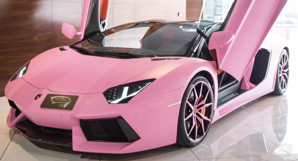  Lamborghini Aventador In Pepto Pink Over Orange Has Got To Be Ironic