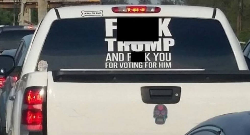  Fu*k Trump Decal Causes Stir In Texas After Sheriff Hints At Disorderly Conduct Charge Against Owner