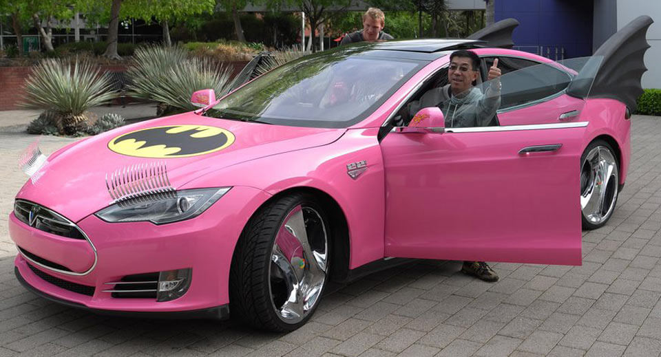  Pink Tesla Model S With Eyelashes Isn’t Something Batman Would Drive