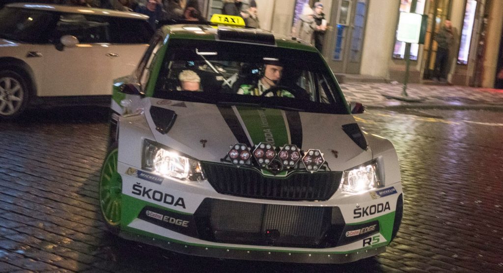  Skoda Rally Car Gives Taxi Passengers More Than They Bargained For