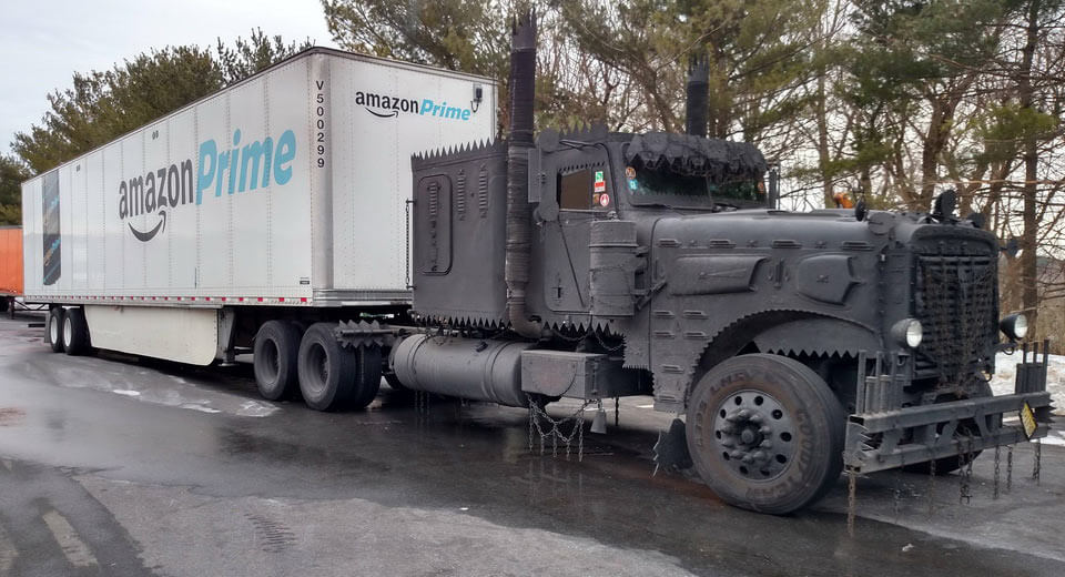  Apocalyptic Truck Spotted Pulling Amazon Prime Trailer