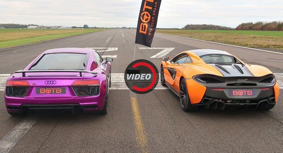 Audi R8 V10 Plus Vs McLaren 570S In Fight Of Everyday Supercars