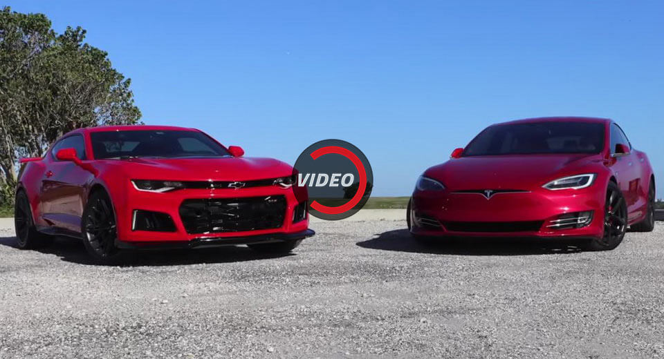 Can A Stock Camaro ZL1 Beat Tesla’s Model S P100D In A Straight Line?
