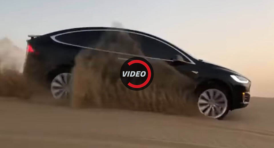 Tesla Model X Goes Sand Surfing In The Desert