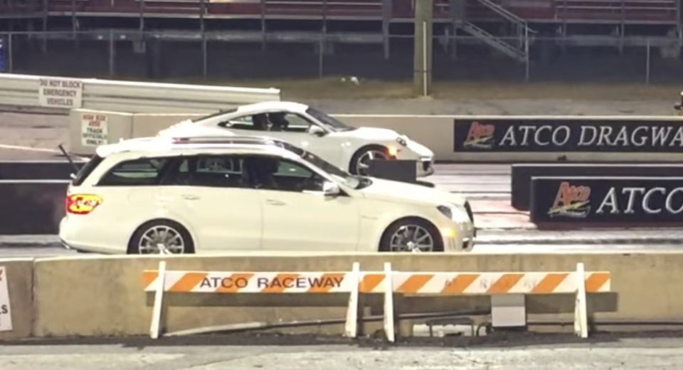  Watch A Mercedes E63 AMG Estate Race A Porsche 911 And Audi R8