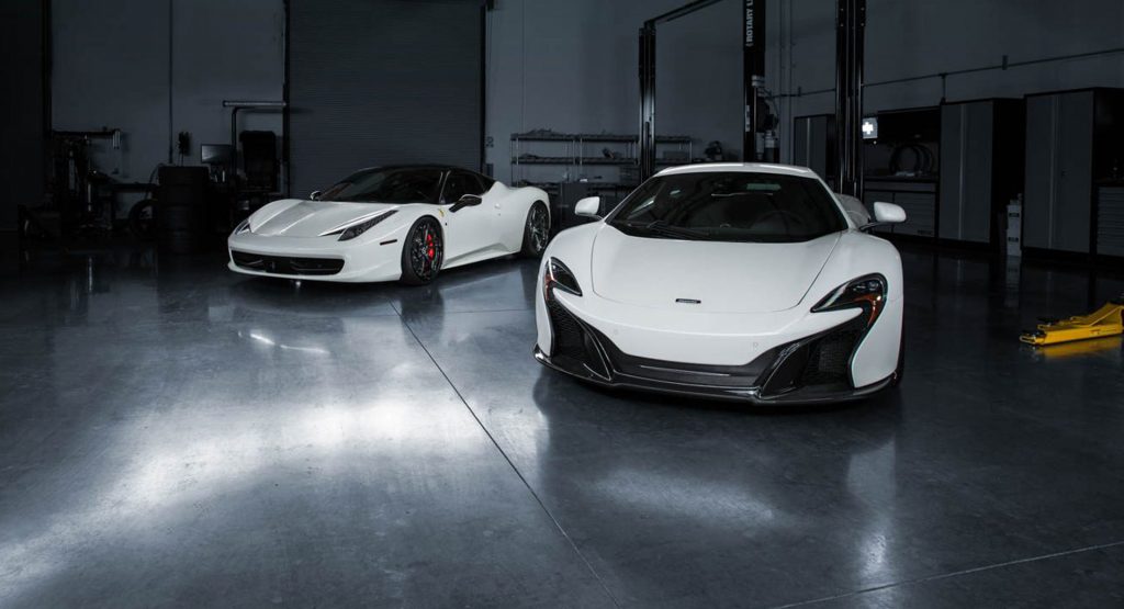  Take Your Pick: White Ferrari 458 And McLaren 650S Pose With Brixton Wheels