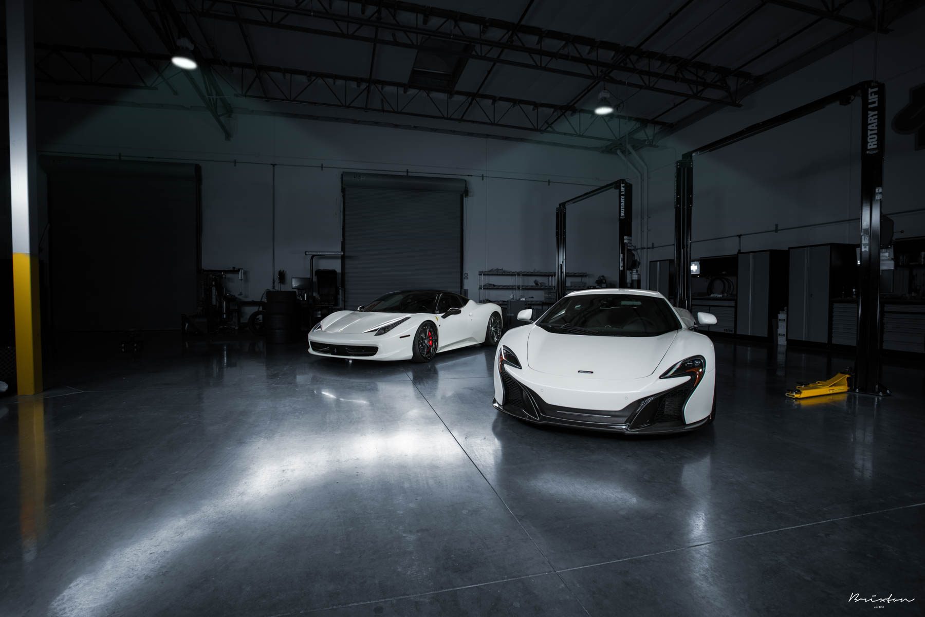 McLaren-650S-Ferrari-458-Brixton-1 Take Your Pick: White Ferrari 458 And McLaren 650S Pose With Brixton Wheels