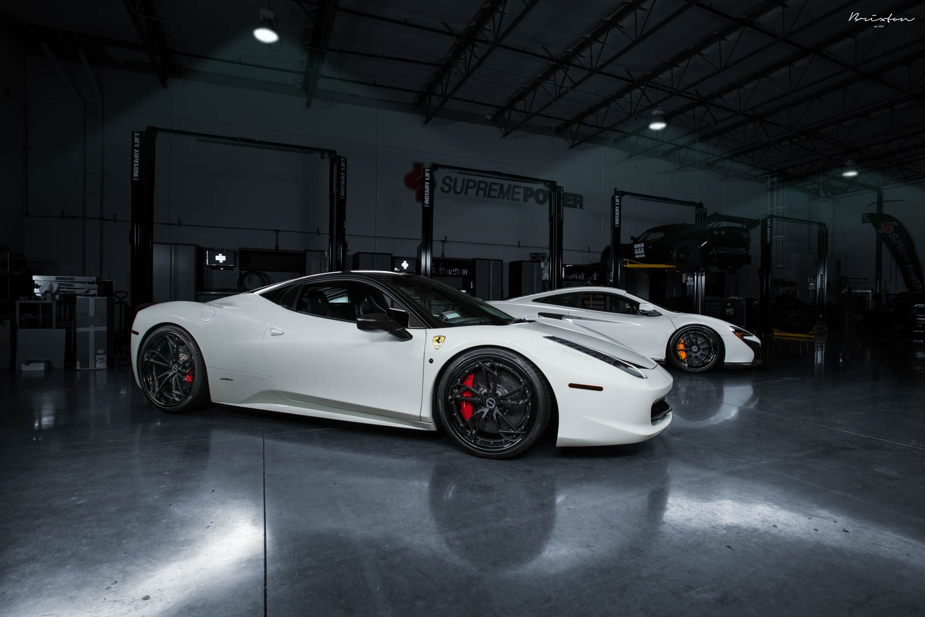 McLaren-650S-Ferrari-458-Brixton-11 Take Your Pick: White Ferrari 458 And McLaren 650S Pose With Brixton Wheels