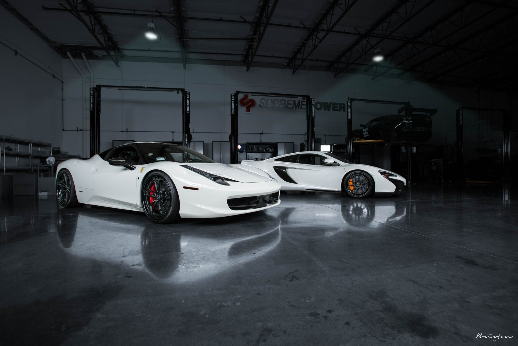 McLaren-650S-Ferrari-458-Brixton-20 Take Your Pick: White Ferrari 458 And McLaren 650S Pose With Brixton Wheels