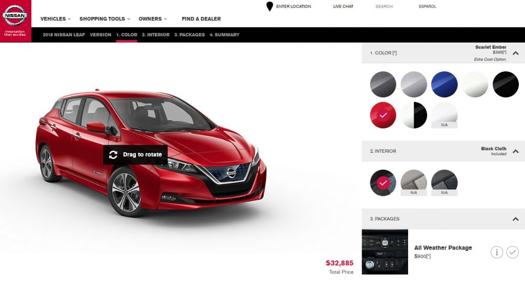  Build Your 2018 Leaf With Nissan’s New Configurator