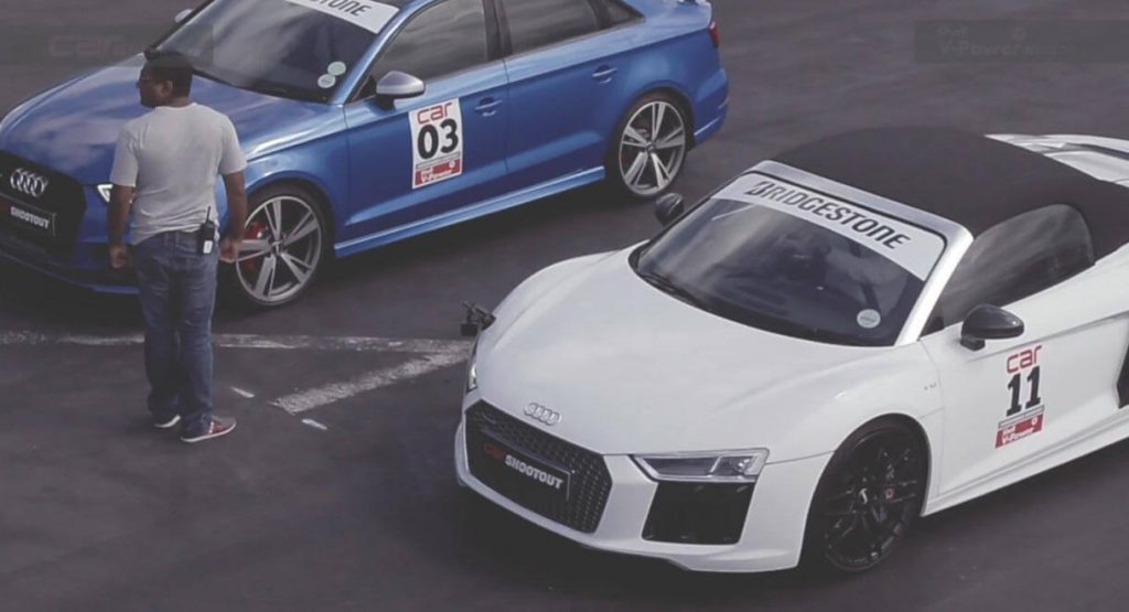 David Vs. Goliath: Audi RS3 Sedan Dares To Take On The R8 V10 Spyder
