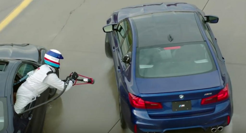  Did BMW Really Just Refuel An M5 Mid-Drift?