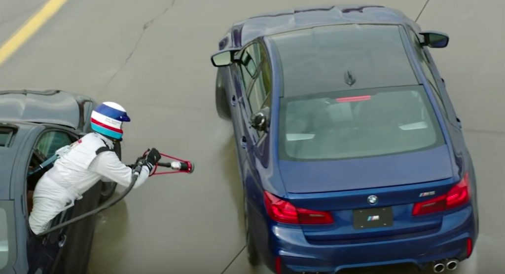 Did BMW Really Just Refuel An M5 Mid-Drift?