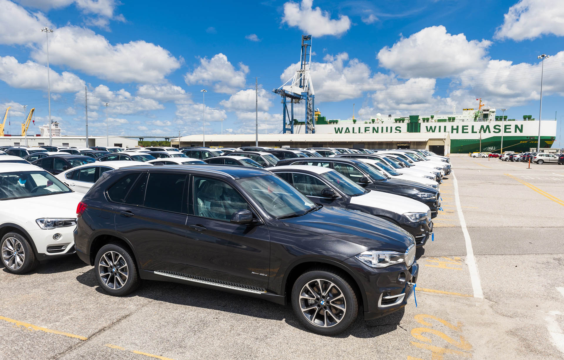 BMW's being loaded at The Port of Charleston on 8/25/14 Guess Which Brand Is The Largest Exporter Of Automobiles From America