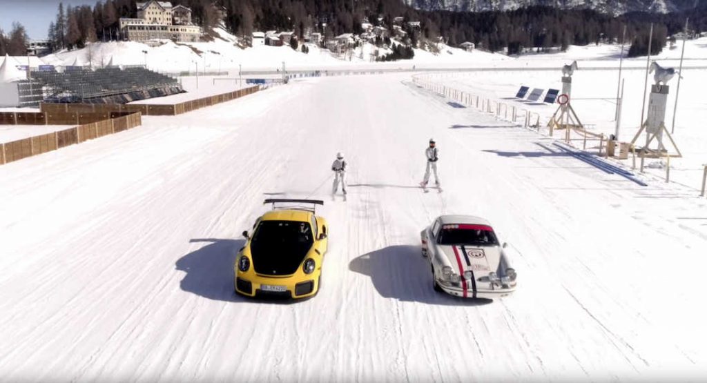 Porsche 911 GT2 RS and Porsche 911 S/T Watch A Porsche 911 GT2 RS Perform A Duet With A Classic 911 S/T On Ice