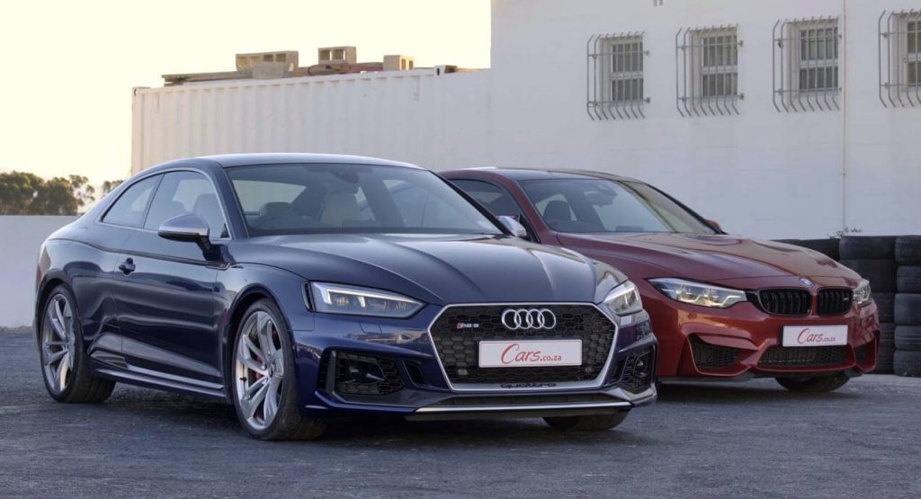  Audi RS5 Coupe Vs. BMW M4 Competition Pack Drag Race Ends With Photo Finish