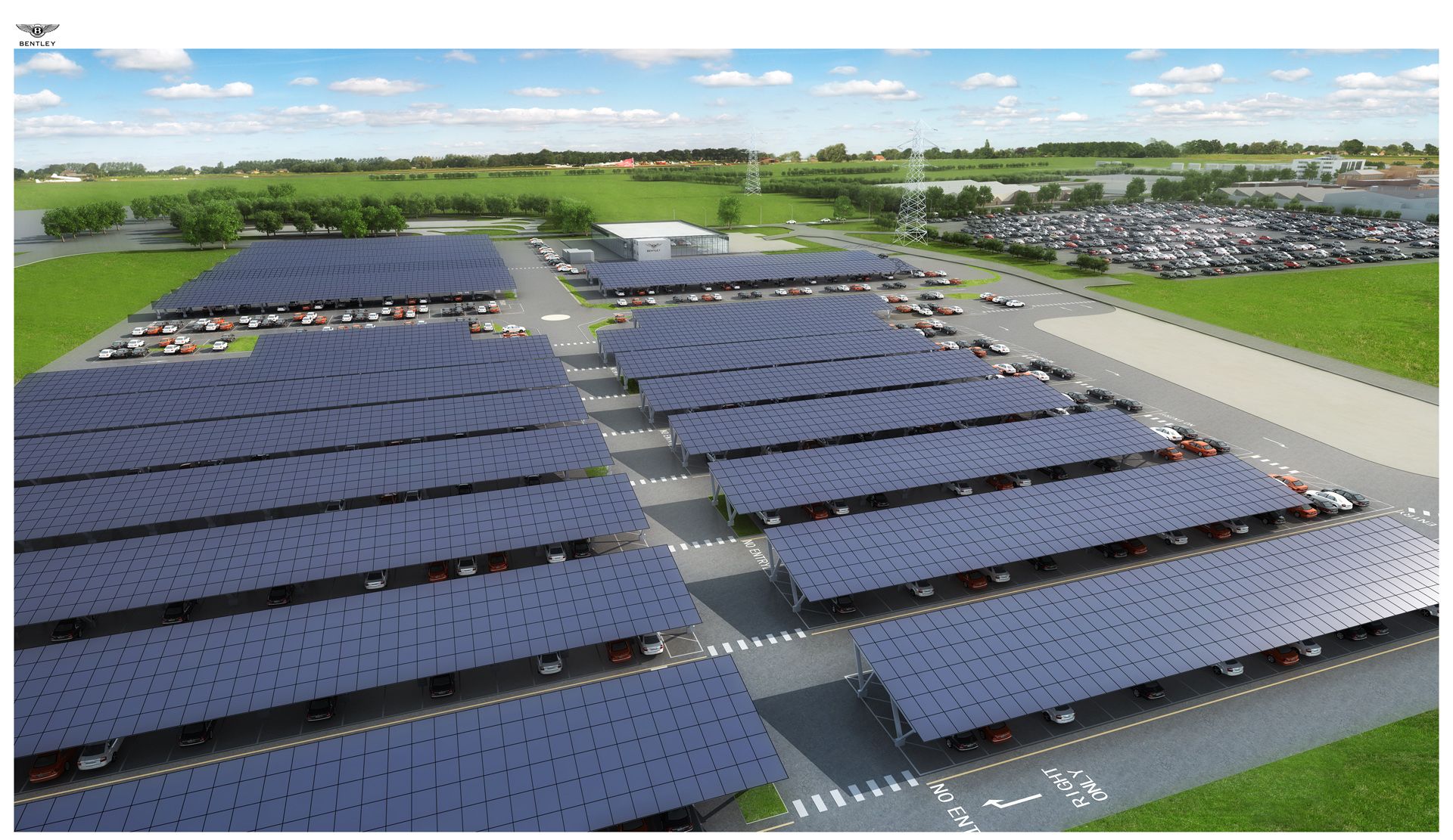 CGI image of how the car port will look Bentley Harnesses The Power Of The Sun With The UK’s Largest Solar Parking Lot