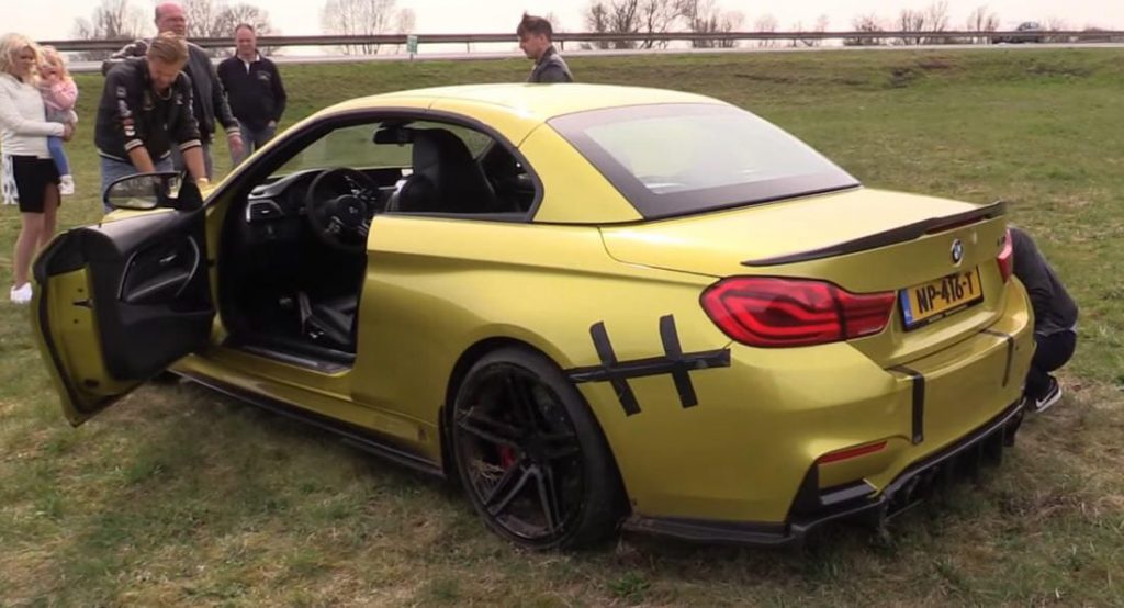  BMW M4 Cabrio Crashes Leaving Car Meet, Gets Fixed With Duct Tape