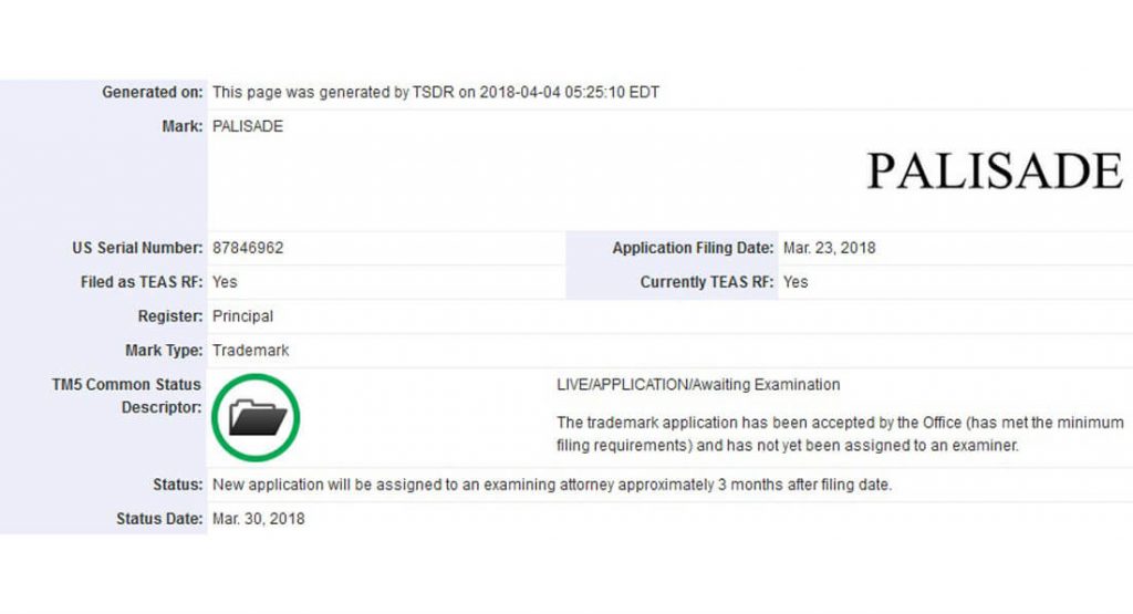 Hyundai Has Trademarked The Palisade Name In The U.S.