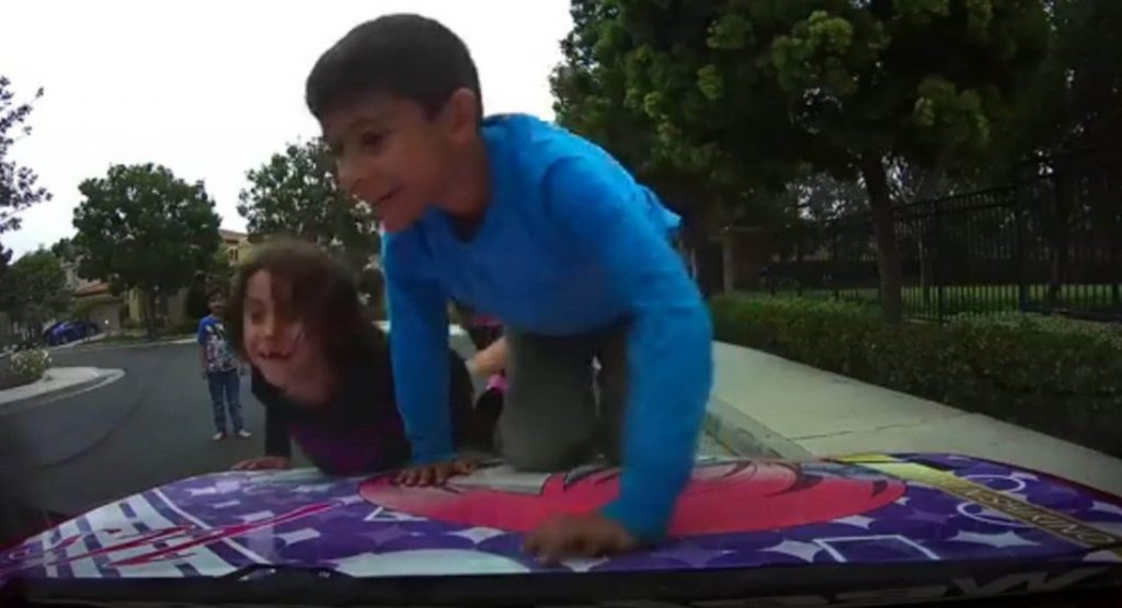 Dashcam Catches Kids Playing On The Hood Of A Customized Mazda Miata