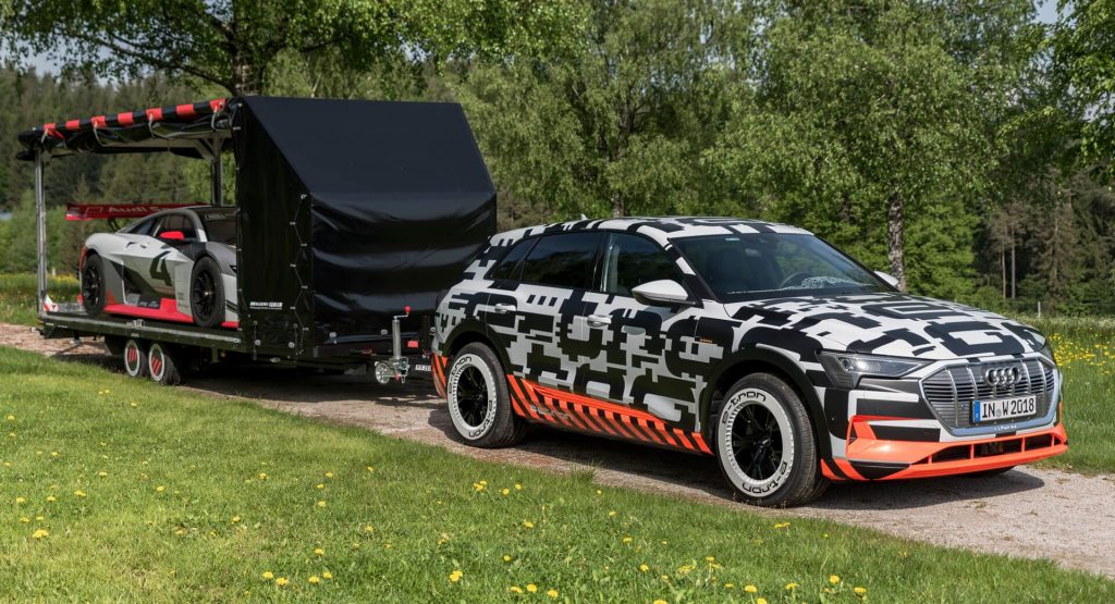  Audi e-Tron Acts As A Towing Vehicle For The Vision Gran Turismo Concept