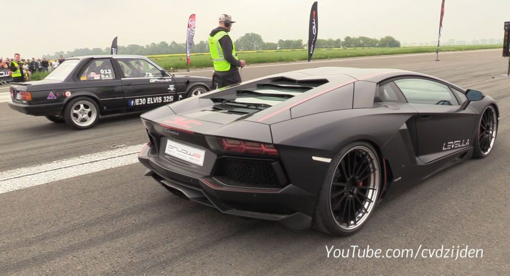  725HP BMW E30 Takes On Lamborghini Aventador In 1/2-Mile Drag Race