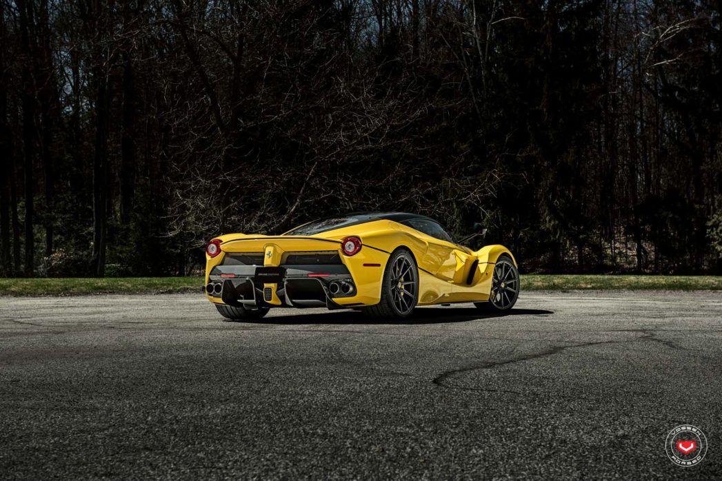 ferrari-laferrari-yellow-vossen-wheels-17 Yellow Ferrari LaFerrari Matches Black Roof With Satin Black Wheels