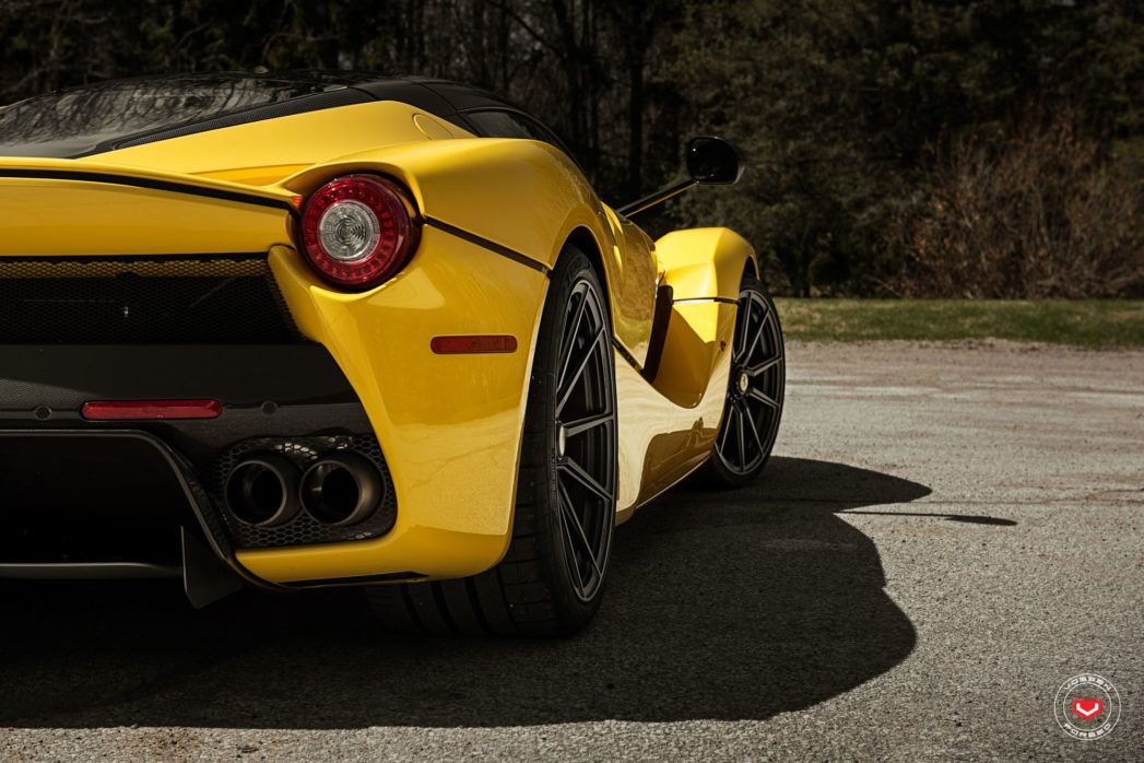 ferrari-laferrari-yellow-vossen-wheels-20 Yellow Ferrari LaFerrari Matches Black Roof With Satin Black Wheels
