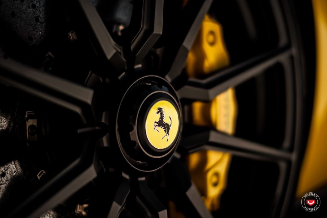 ferrari-laferrari-yellow-vossen-wheels-8 Yellow Ferrari LaFerrari Matches Black Roof With Satin Black Wheels