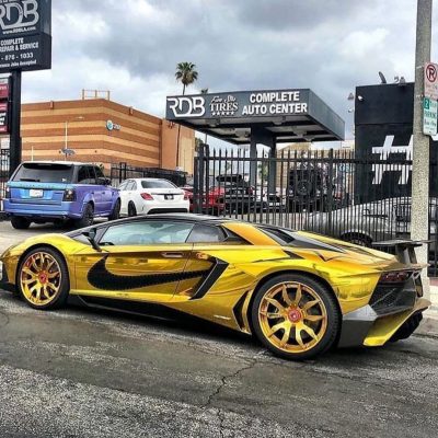Chris Brown’s Aventador SV Roadster Shines With Gold Chrome Wrap ...