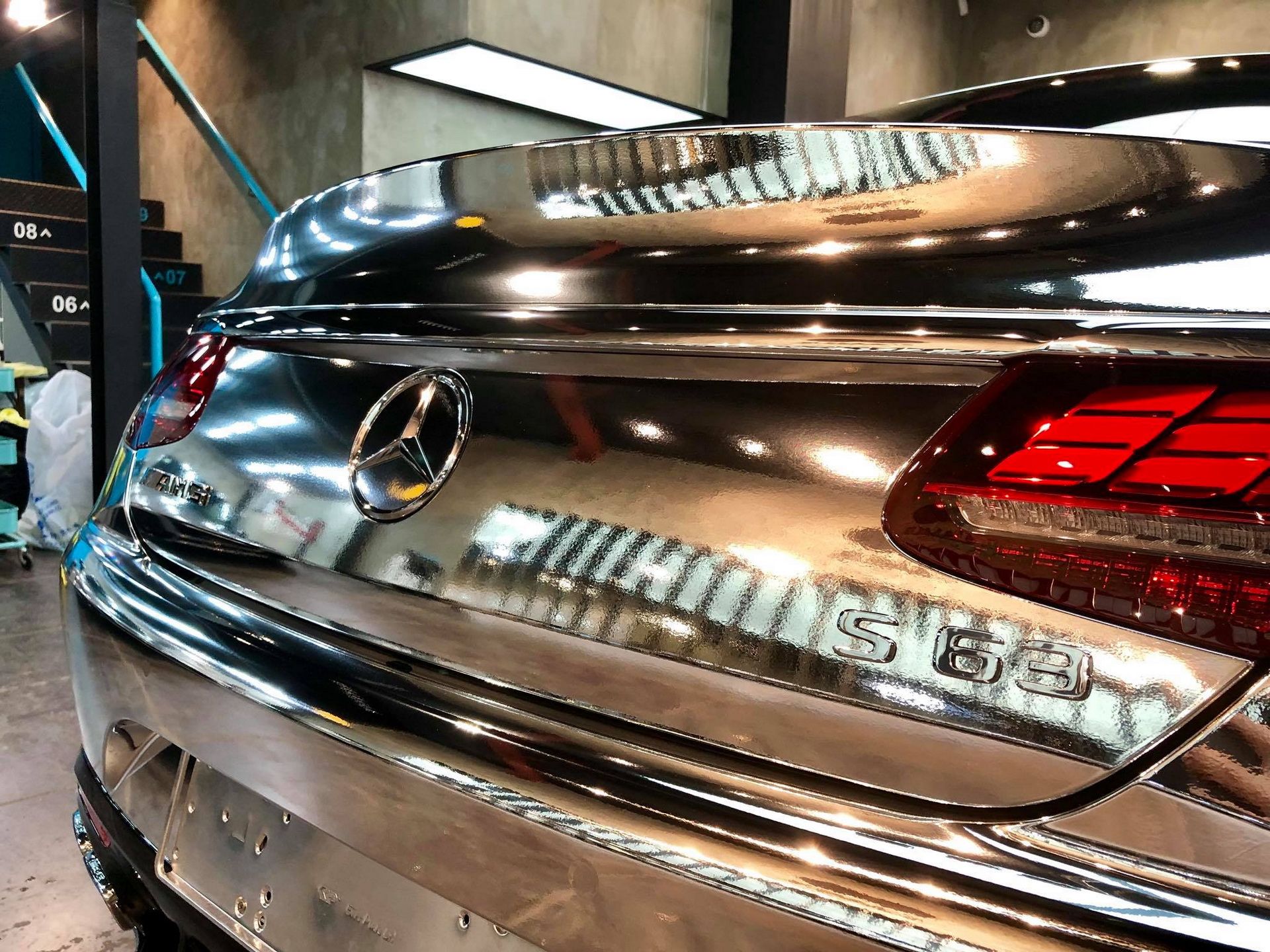 mercedes-s63-coupe-chrome-wrap-7 This New Mercedes-AMG S63 Coupe Is A Four-Wheel Silver Surfer