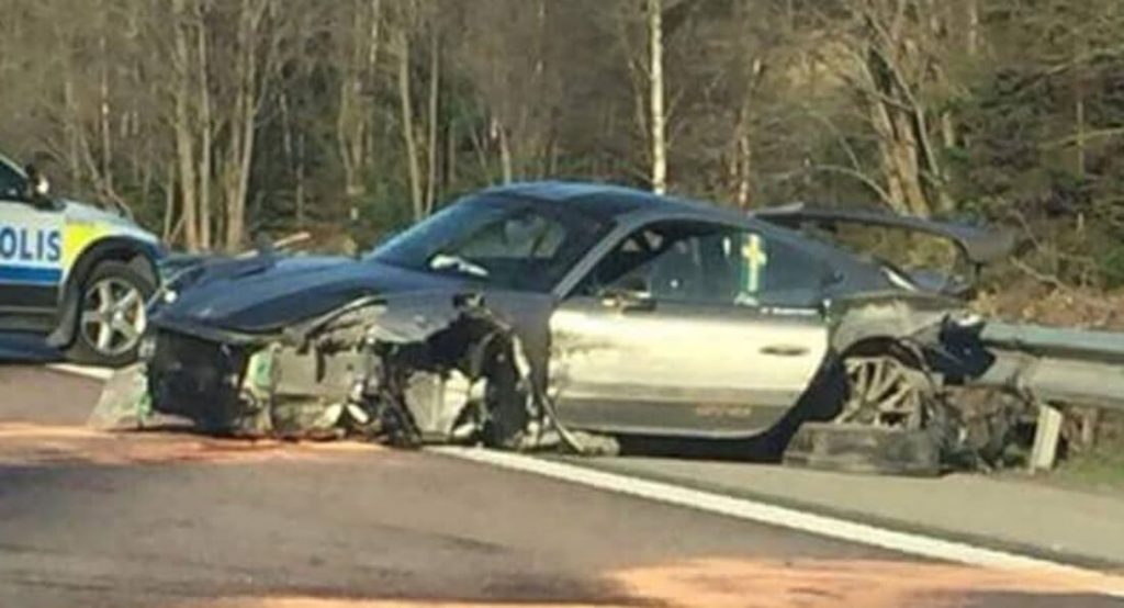 Another Porsche 911 Gt2 Rs Crashes Hard In Sweden Carscoops