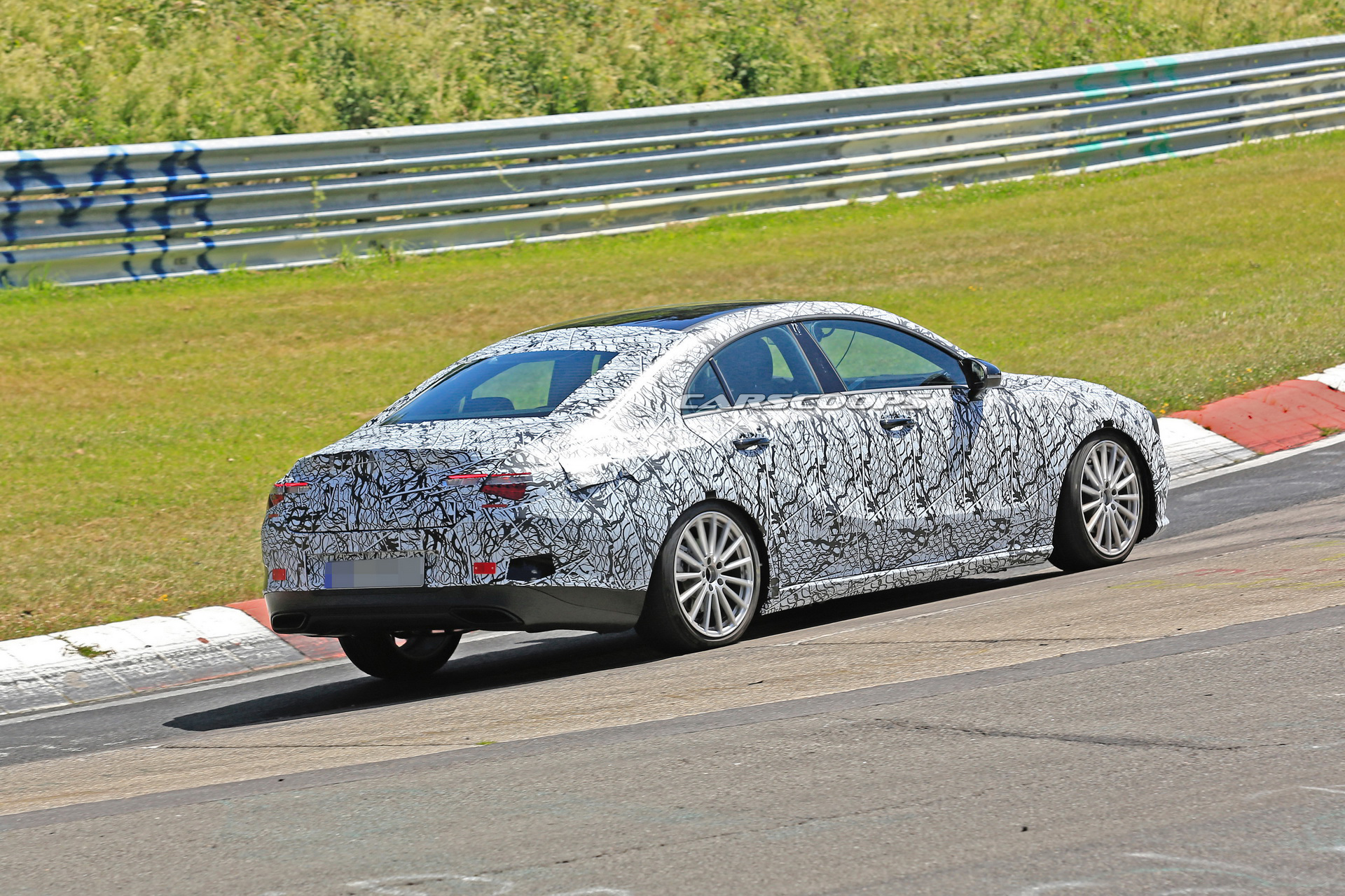 2019-mercedes-cla-prototype-less-camo-7 2019 Mercedes CLA Puts On Tighter Fitting Camo For Track Test