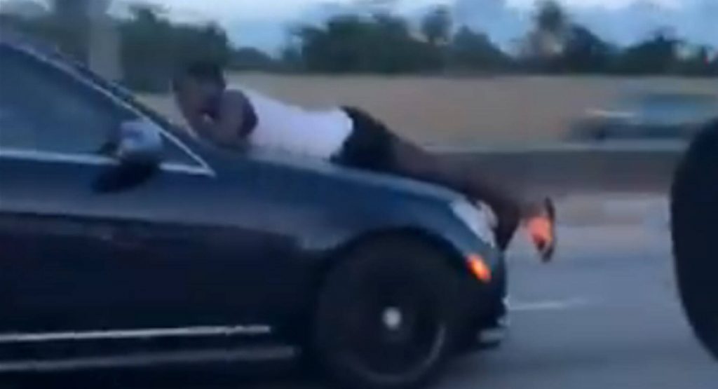 Fight Over Car Leads To Man Stuck On Hood Of Mercedes Traveling 70 MPH