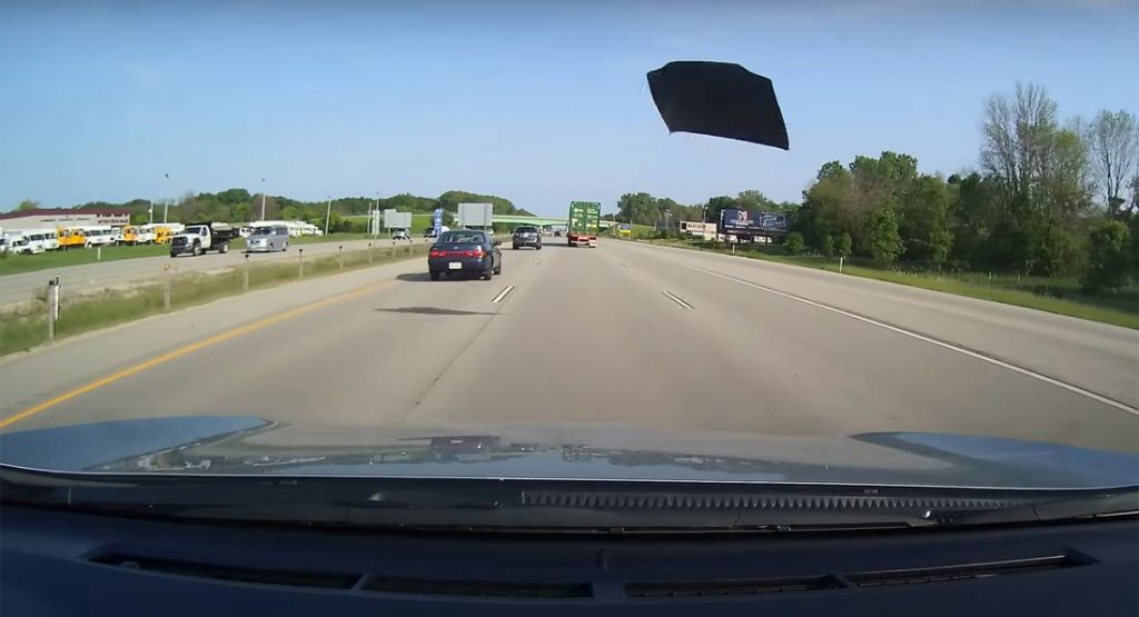  Hood Flies Off Toyota Camry, Almost Strikes Dash Cam Car And A Jeep