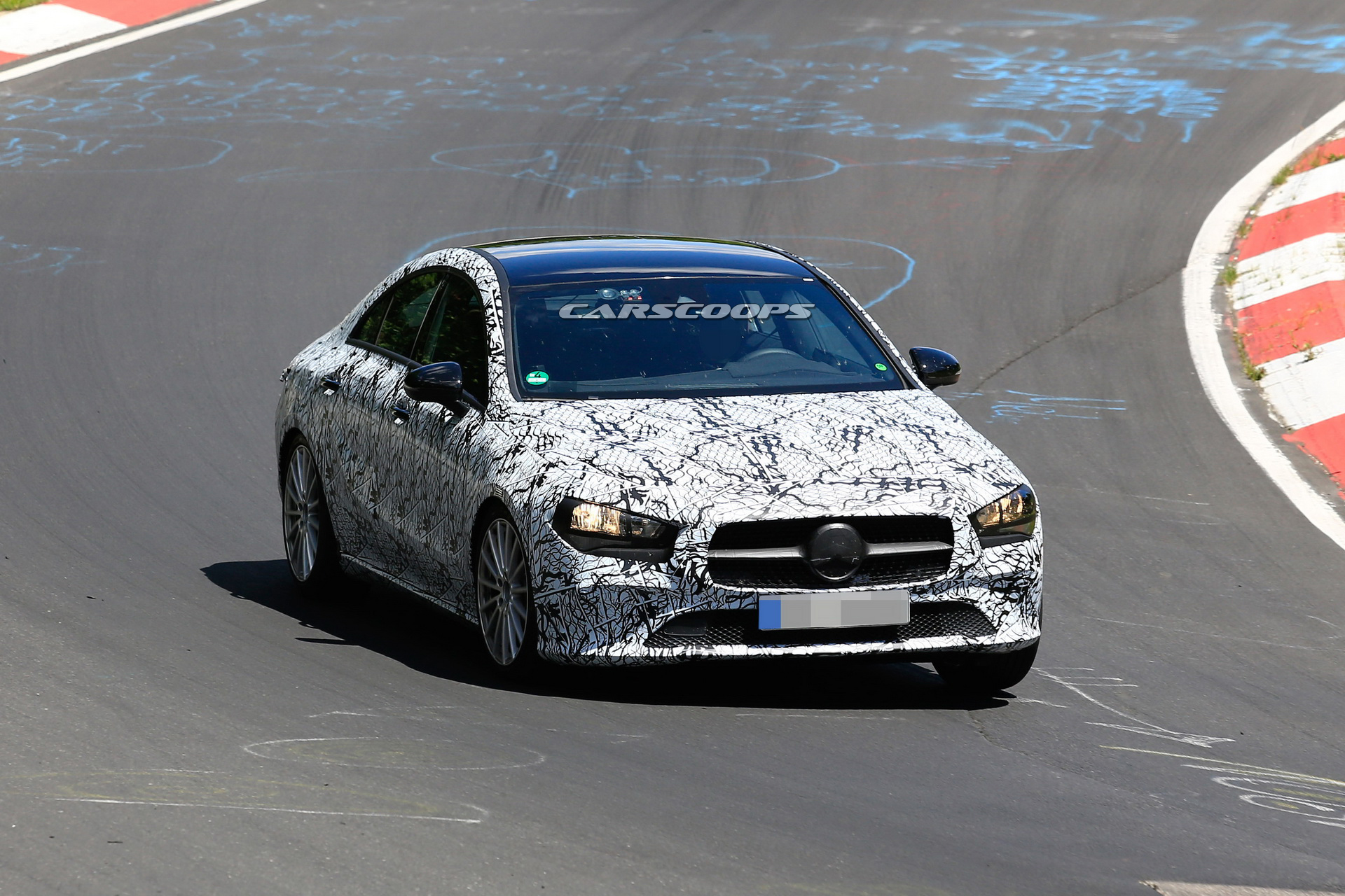 2019-mercedes-cla-prototype-less-camo-2 2019 Mercedes CLA Puts On Tighter Fitting Camo For Track Test