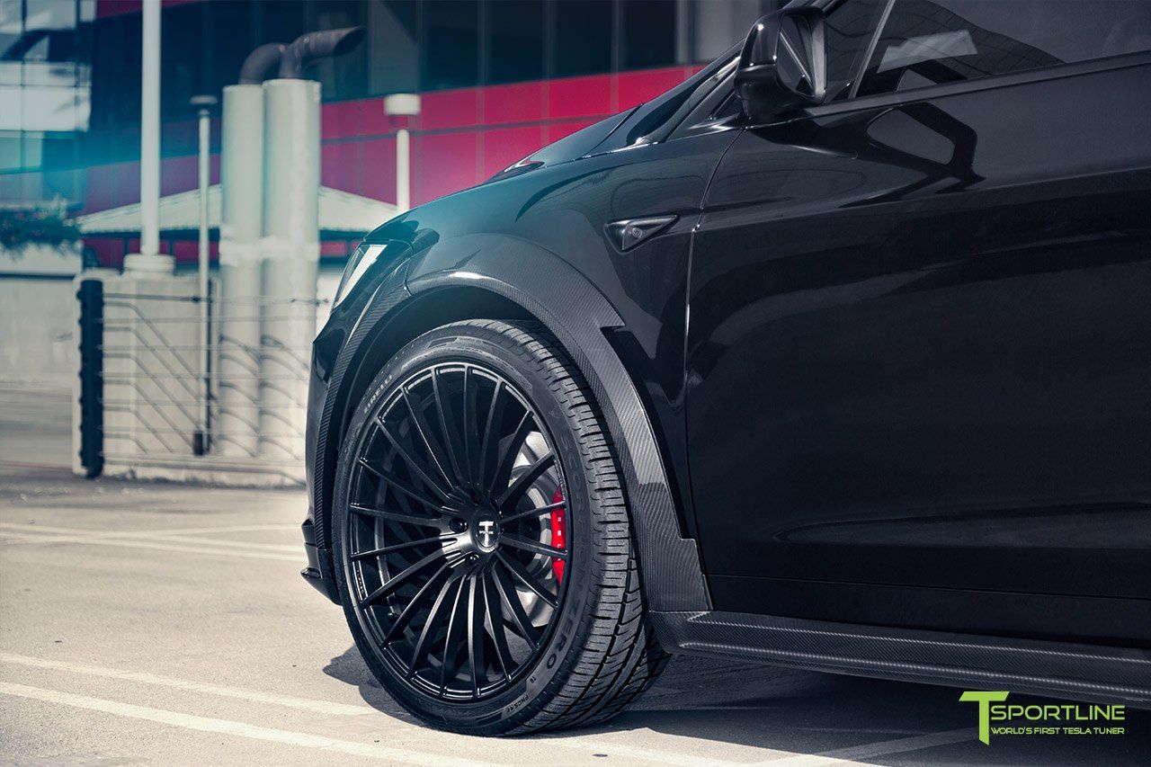 black-tesla-model-x-t-largo-carbon-fiber-wide-body-kit-wm-10 T Sportline Gives The Tesla Model X A More Sinister, Planted Look