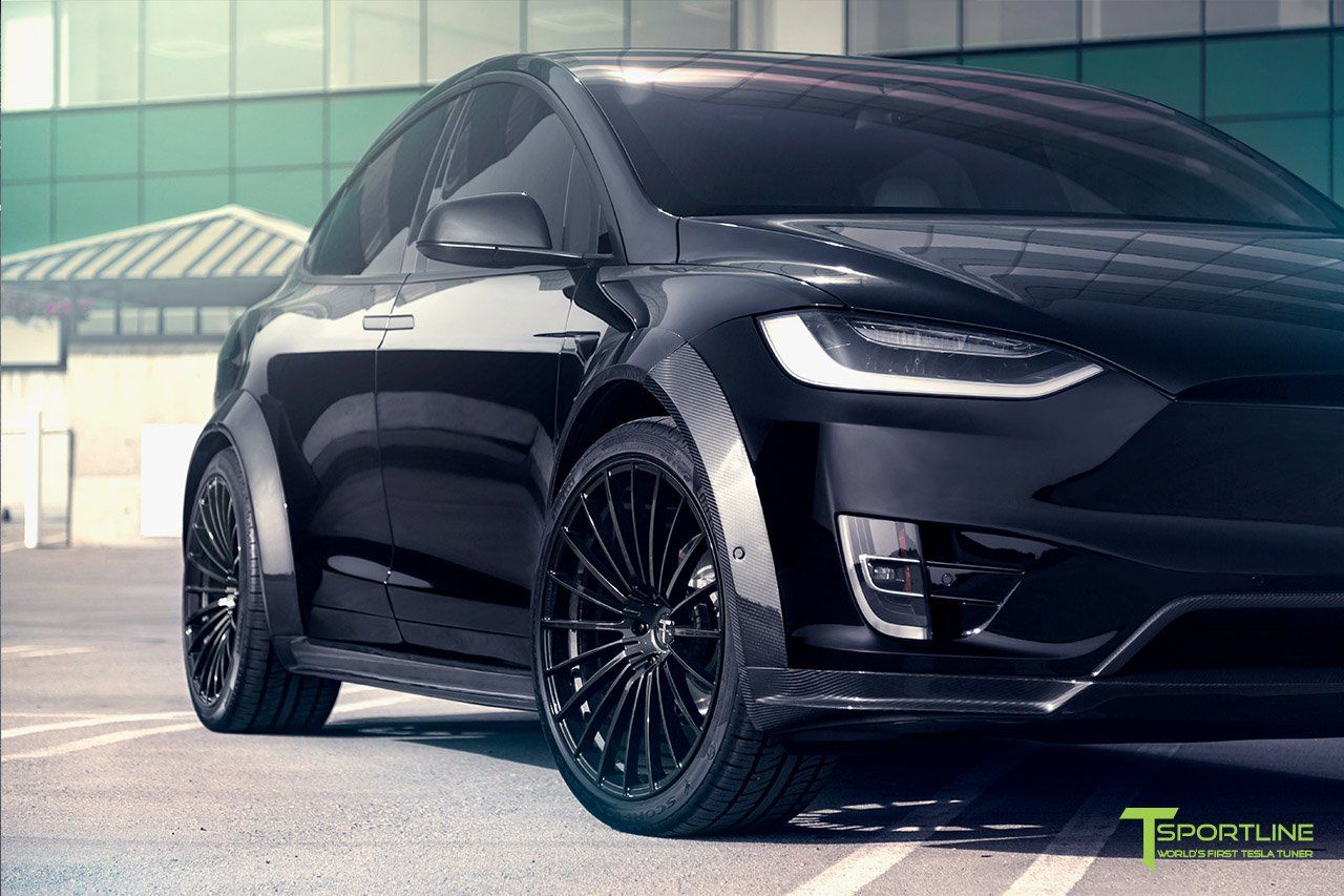 black-tesla-model-x-t-largo-carbon-fiber-wide-body-kit-wm-9 T Sportline Gives The Tesla Model X A More Sinister, Planted Look