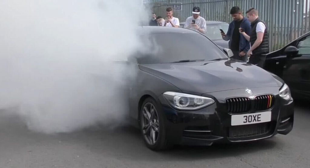  Tuned BMW M135i With 400PS Puts On A Smoky Show At Car Meet