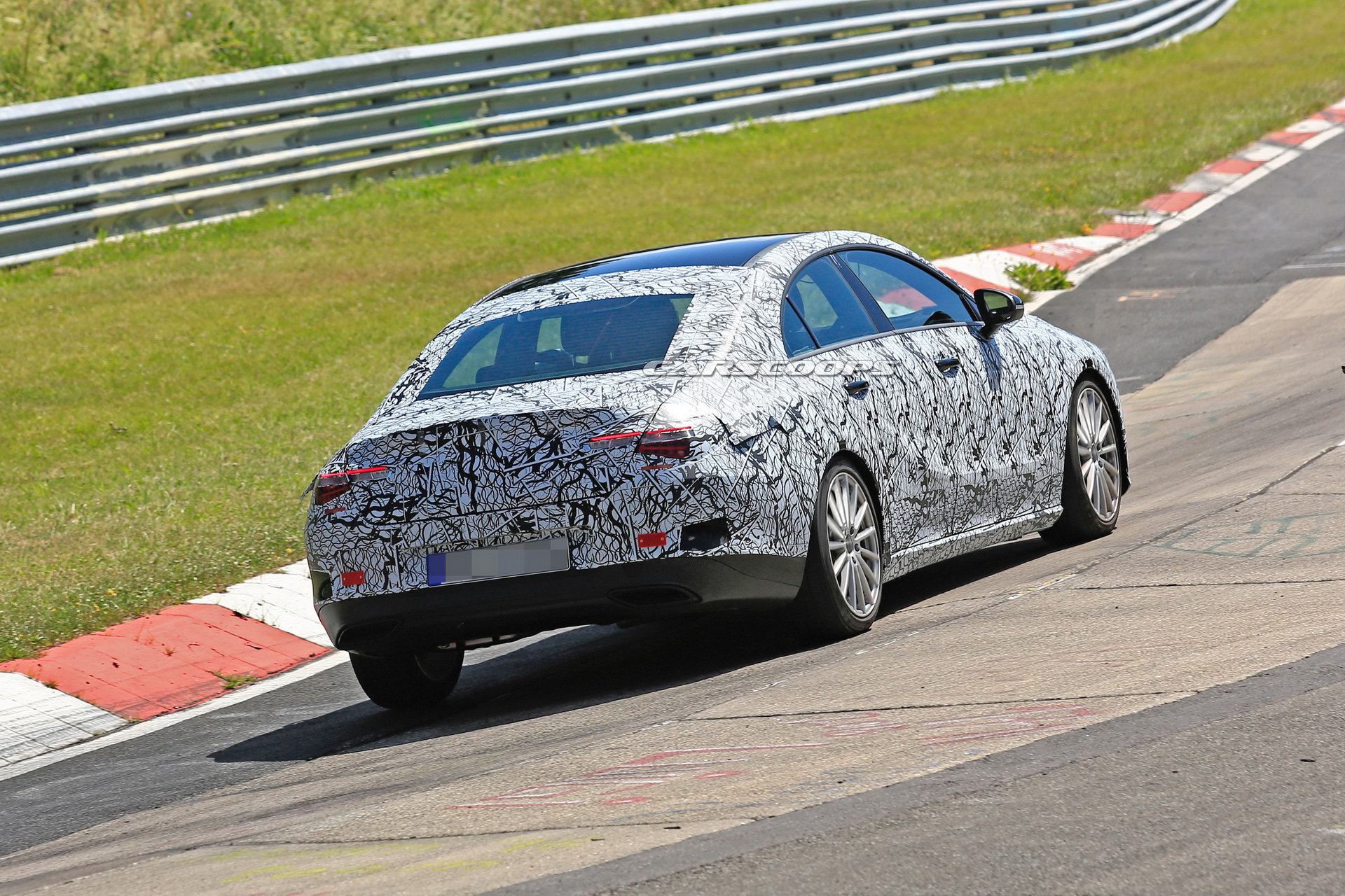 2019-mercedes-cla-prototype-less-camo-8 2019 Mercedes CLA Puts On Tighter Fitting Camo For Track Test