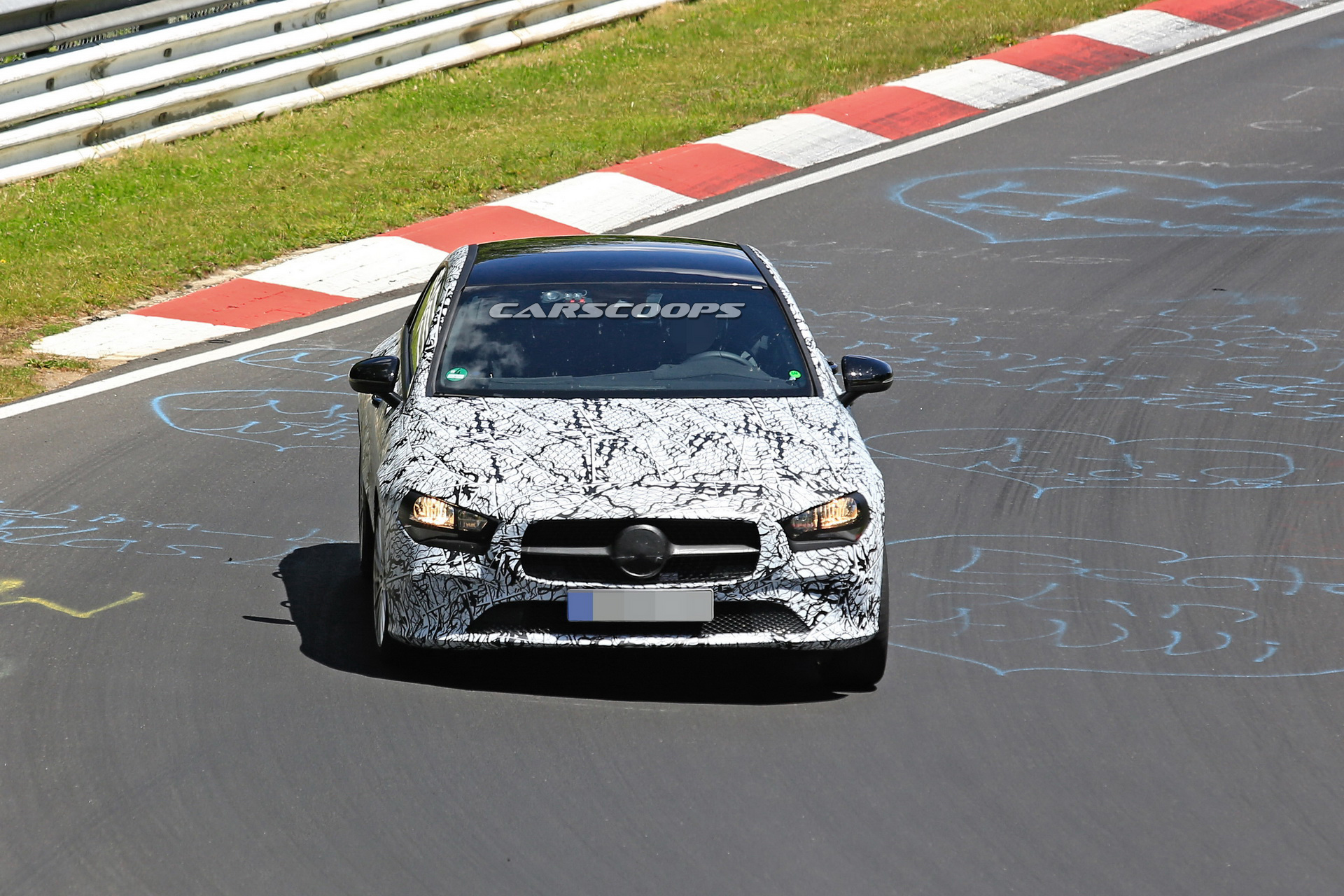 2019-mercedes-cla-prototype-less-camo-1 2019 Mercedes CLA Puts On Tighter Fitting Camo For Track Test